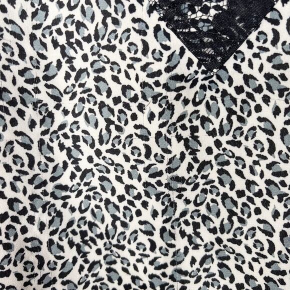 Socialite Small S Cream Black Leopard Animal Print Lace V Neck Camisole Tank Top - Picture 5 of 7